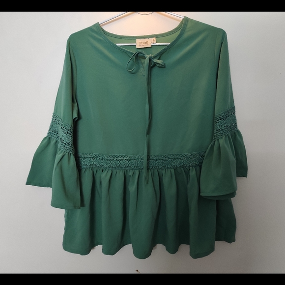 PlusS Green Peplum Top - Picture 6 of 10